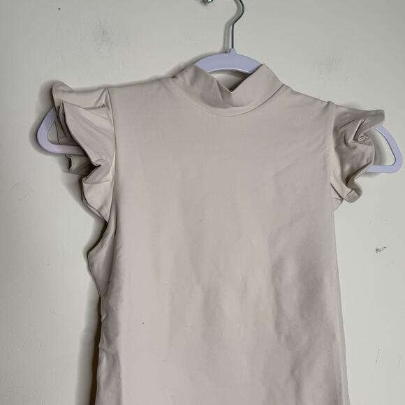 Susana Monaco Mock Neck Sleeve Top 9" in Blanched Almond NWT Size Small - Picture 3 of 9